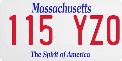 MA license plate 115YZ0