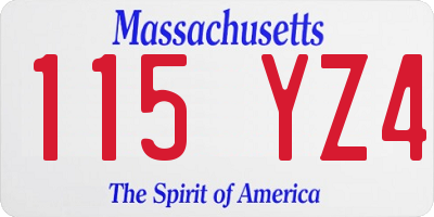 MA license plate 115YZ4