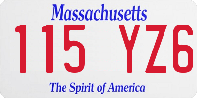 MA license plate 115YZ6