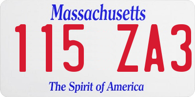 MA license plate 115ZA3