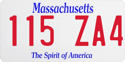 MA license plate 115ZA4