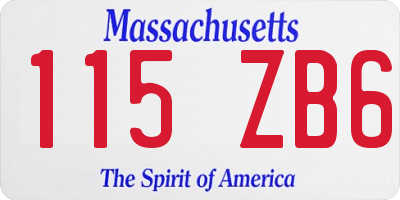 MA license plate 115ZB6