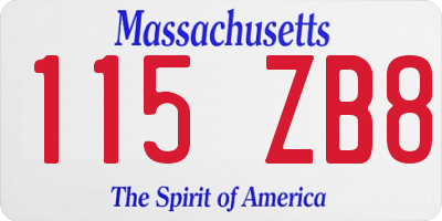 MA license plate 115ZB8