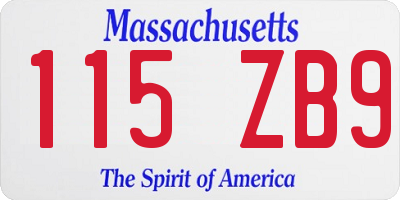 MA license plate 115ZB9