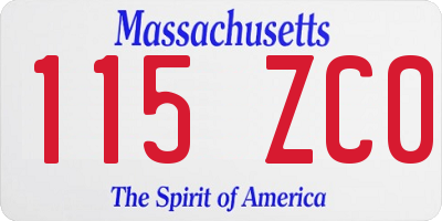 MA license plate 115ZC0