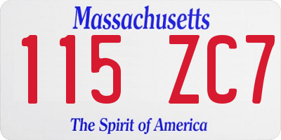 MA license plate 115ZC7