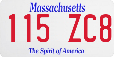 MA license plate 115ZC8