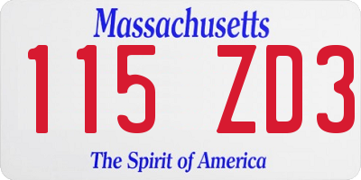 MA license plate 115ZD3