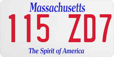 MA license plate 115ZD7