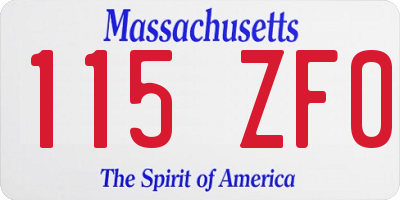 MA license plate 115ZF0