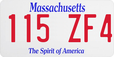 MA license plate 115ZF4