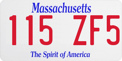 MA license plate 115ZF5