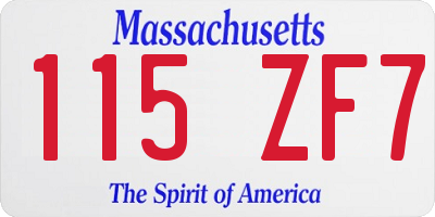 MA license plate 115ZF7