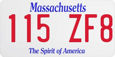 MA license plate 115ZF8