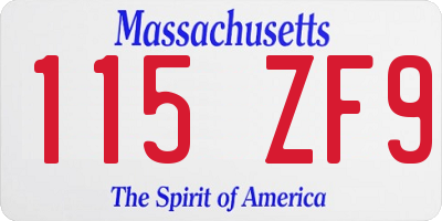 MA license plate 115ZF9