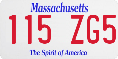 MA license plate 115ZG5