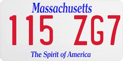 MA license plate 115ZG7