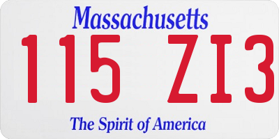 MA license plate 115ZI3