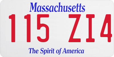 MA license plate 115ZI4