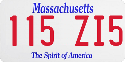 MA license plate 115ZI5