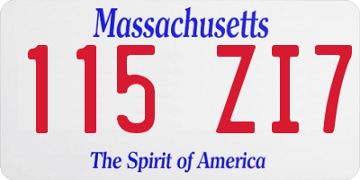 MA license plate 115ZI7