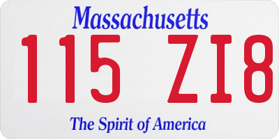 MA license plate 115ZI8