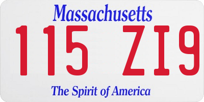 MA license plate 115ZI9