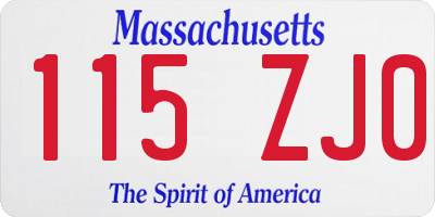 MA license plate 115ZJ0