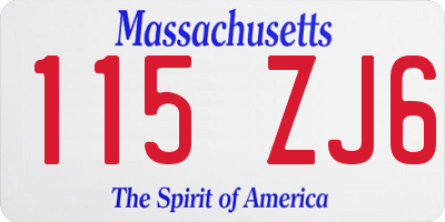 MA license plate 115ZJ6