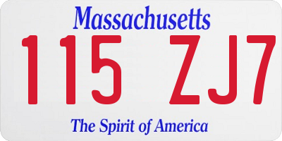 MA license plate 115ZJ7