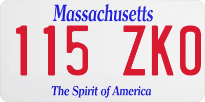 MA license plate 115ZK0
