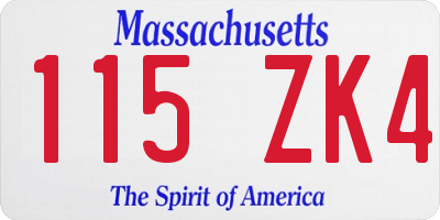 MA license plate 115ZK4