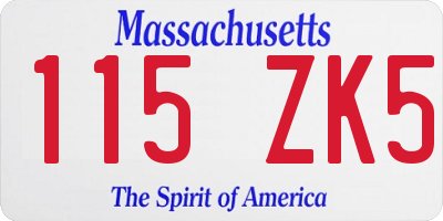 MA license plate 115ZK5