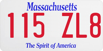 MA license plate 115ZL8
