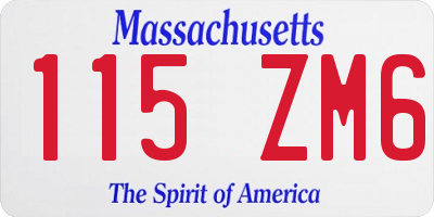 MA license plate 115ZM6