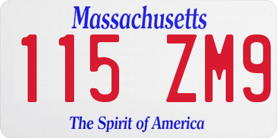 MA license plate 115ZM9