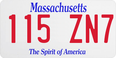 MA license plate 115ZN7