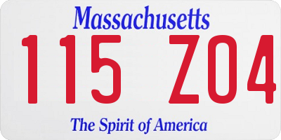 MA license plate 115ZO4