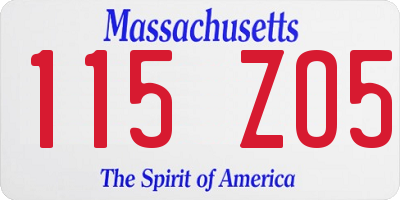 MA license plate 115ZO5