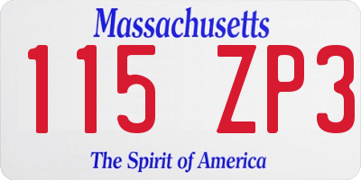 MA license plate 115ZP3