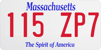MA license plate 115ZP7