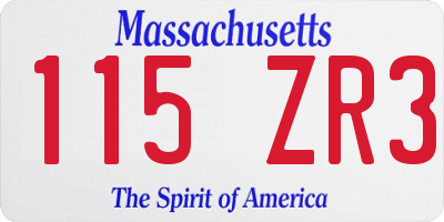 MA license plate 115ZR3