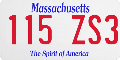 MA license plate 115ZS3
