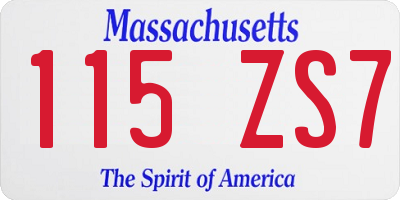 MA license plate 115ZS7