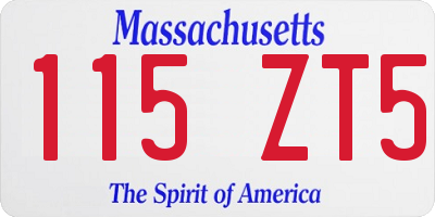 MA license plate 115ZT5