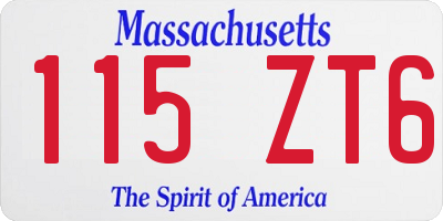 MA license plate 115ZT6
