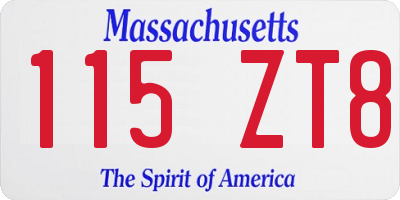 MA license plate 115ZT8