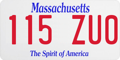 MA license plate 115ZU0