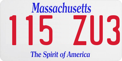 MA license plate 115ZU3
