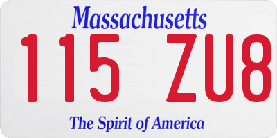 MA license plate 115ZU8